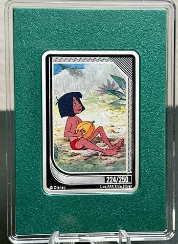 Disney Classics Mint Trading Coin MOWGLI Agoro #224 Agoro Emerald 1oz Silver