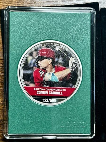 2024 Agoro MAJOR LEAGUE BASEBALL Silver Trading Coins Emerald Mintage - Corbin Carroll #123 Arizona Diamondbacks