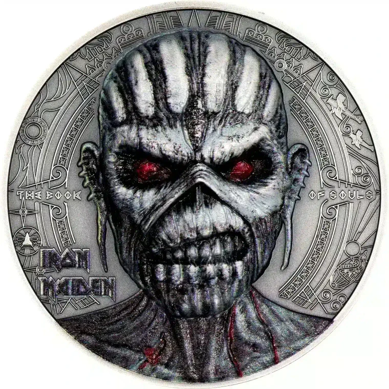 2024 - BOOK OF SOULS Iron Maiden 2 Oz Silver Coin 10$ Cook Islands