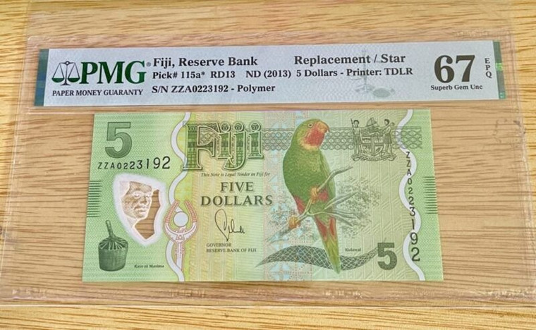 2013 - FIJI 5 DOLLARS-PICK 115a **PMG 67 EPQ SUPERB GEM UNC**