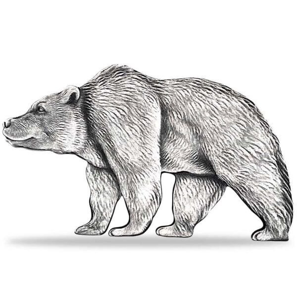 2021 1oz Chad Bear Shaped .999 Silver Antique High Relief Coin