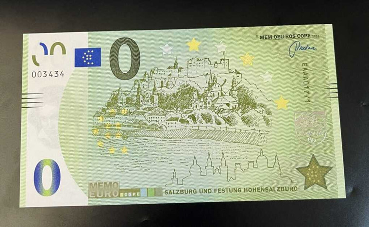 2018 - 0 Euro-/ Memo-Schein ÖSTERREICH - SALZBURG UND FESTUNG HOHENSALZBURG physical France Paris Mint