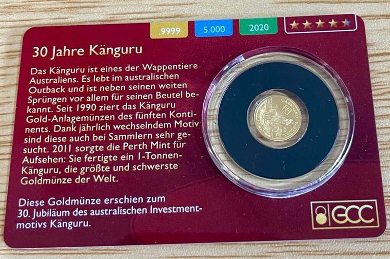 2020 - Gold Coin Card - Solomon Islands 10 Dollars Gold PP 30 Years Kangaroo physical Gold Coins 