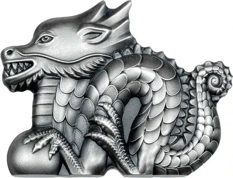 2024 Mongolia Lunar Great Silver Dragon 1oz Silver Antiqued Coin physical Themed Coins CIT