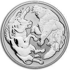 2020 Australia 1 Dollar Bull Bear 1 oz 9999 Silver St / BU