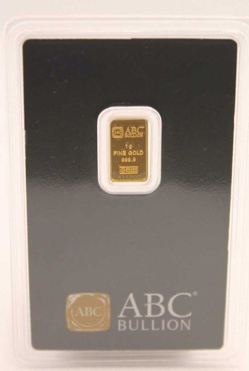 1g 999.9 ABC Bullion Minted Tablet Solid Fine Gold Ingot Certified Investor Bar physical Bullion ABC Bullion