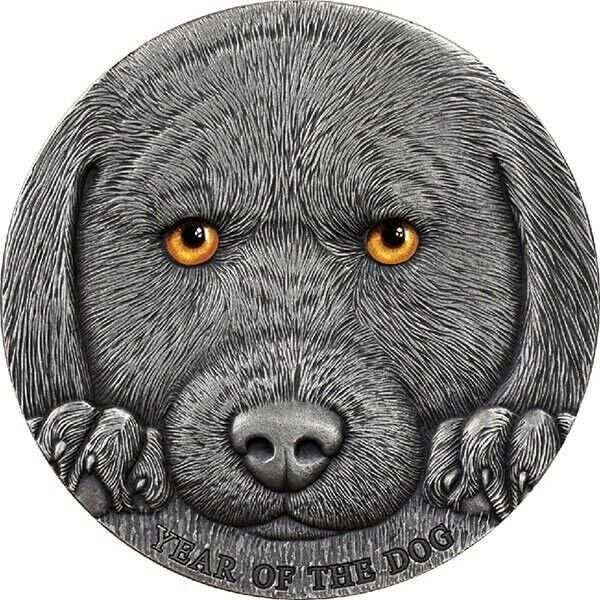 2018 - Year of the Dog 3 oz Antique finish Silver Coin 3000 Francs CFA Cameroon physical High Relief No Show Mint
