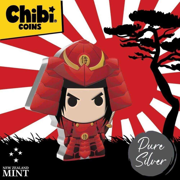 2022 Niue Warriors of History Samurai 1 oz. Silver Proof Chibi Coin physical World Coins New Zealand Mint