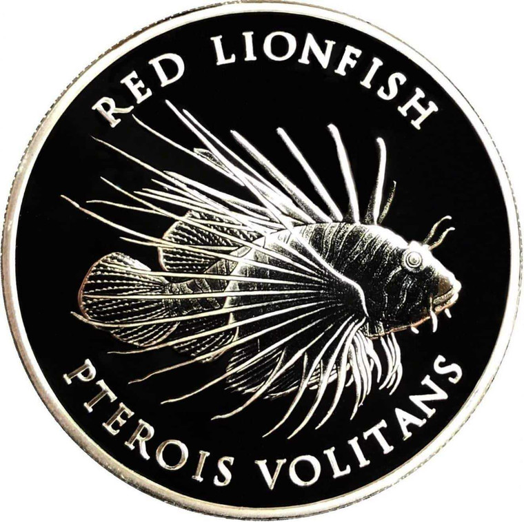 2023 - Red Lion Fish 1oz Silver Color $1 Pitcairn Islands PP / Proof with Original Packaging physical Themes & Pop Culture 