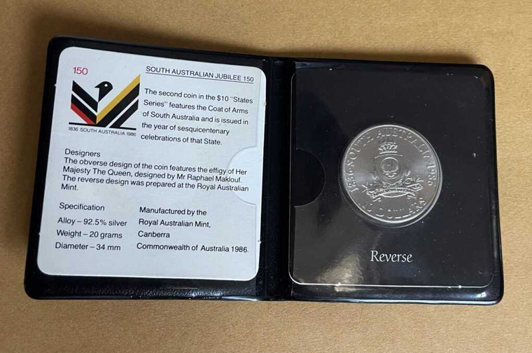 1986 - $10 STATE SERIES SOUTH AUSTRALIA 92.5% SILVER COIN physical Themes & Pop Culture 