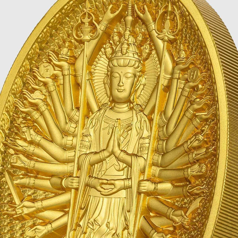 2023 Chad Thousand Arms Guanyin 5oz Silver Gilded Coin physical Themes & Pop Culture No Show Mint