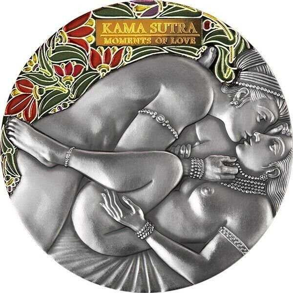 2022 - Kama Sutra IV Moments of Love 3 oz Antique finish Silver Coin CFA Cameroon physical World Coins Mint XXI
