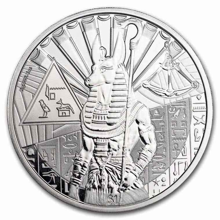 2023 - Anubis Egyptian Gods 1oz Silver 999 $1 Sierra Leone physical World Coins No Show Mint