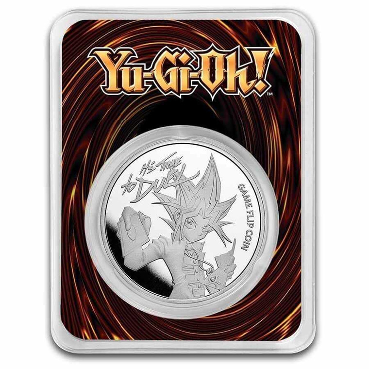 2023 - Yu-Gi-Oh! Game Flip Coin 25 Years 1 Oz 999 Silver Niue ST/BU in TEP physical Themes & Pop Culture APMEX