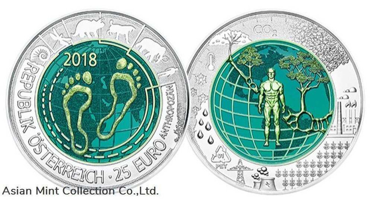 2018 Austrian Mint Anthropocene 25 Euro Silver Niobium Coin physical World Coins 