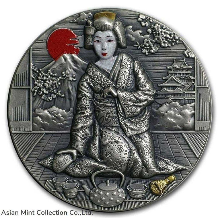 2019 - Geisha 2oz Antique Finish Silver Coin 2$ Niue physical World Coins Mint of Poland
