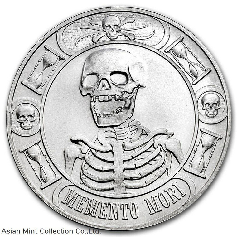2016 - Anonymous Mint Memento Mori Last Laugh Skeleton 1 oz .999 Fine Silver Round