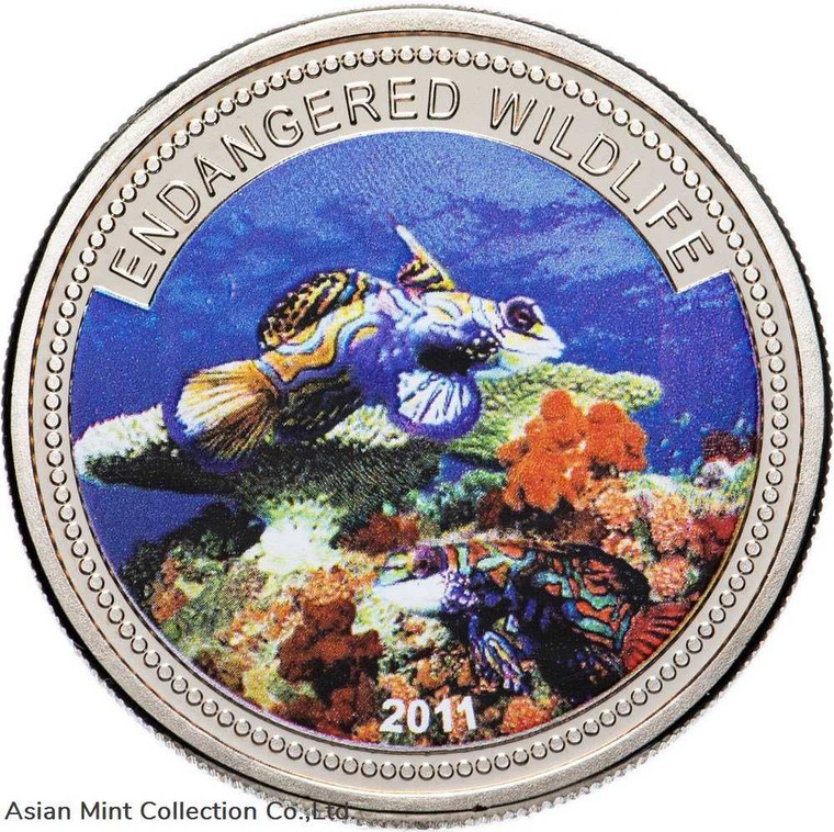 2011 - Endangered Wildlife Mandarin Fish $1 BU Color Palau physical World Coins No Show Mint
