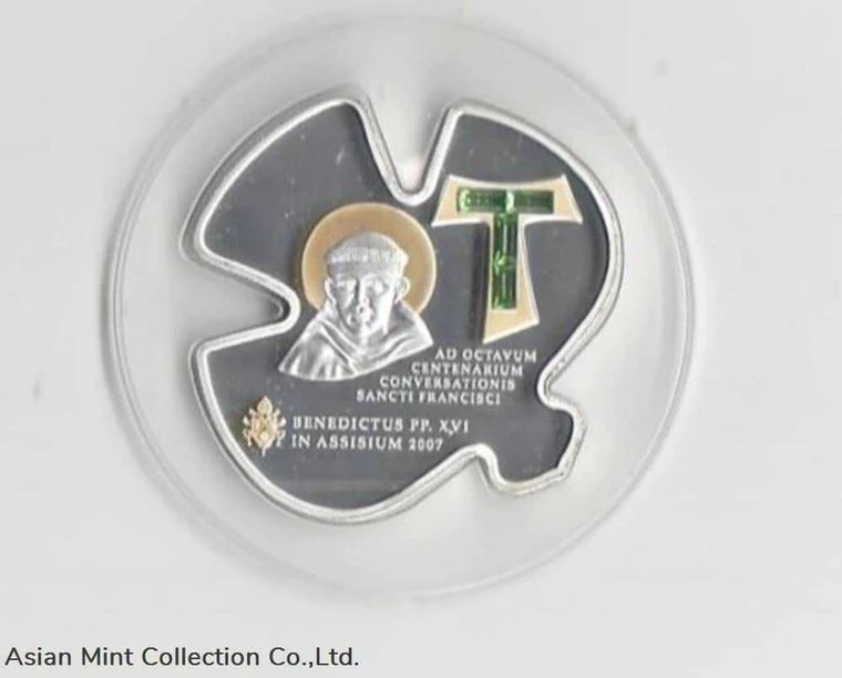 2007 - Cook islands 5 $ - Pope Benedict xiv. silver application of gold swarowski physical Themes & Pop Culture No Show Mint