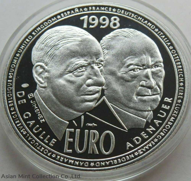 20 EURO 1998 DE GAULLE + ADENAUER , SILVER .925 physical Themes & Pop Culture Paris Mint
