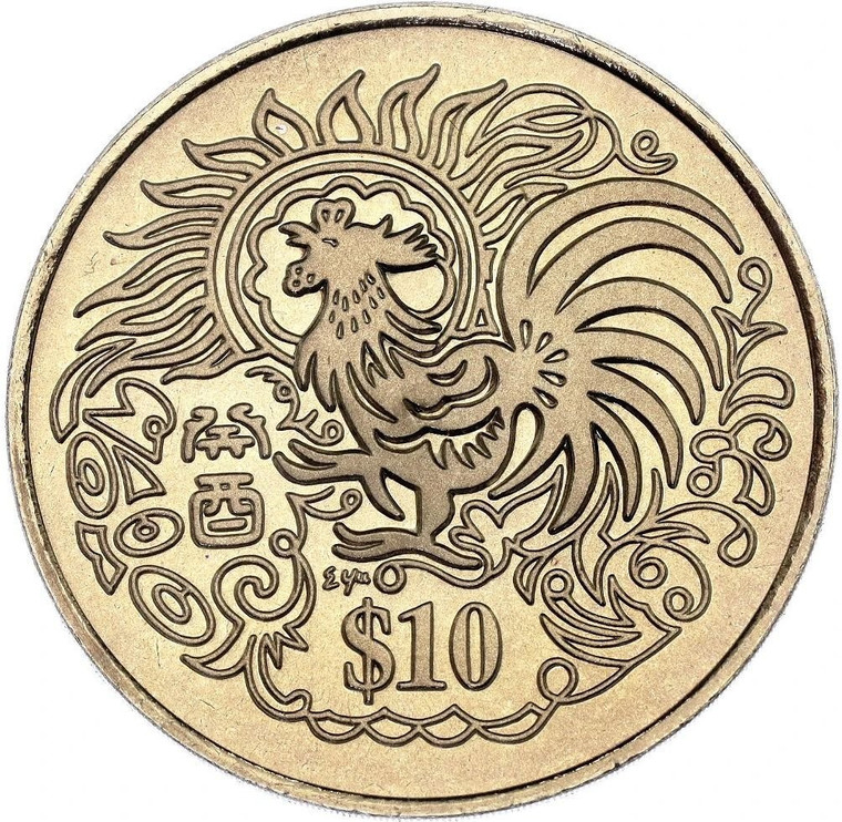 1993 10DOLLARS SINGAPORE DUIT LAMA (COPPER-NICKEL), TAC001098, UNC