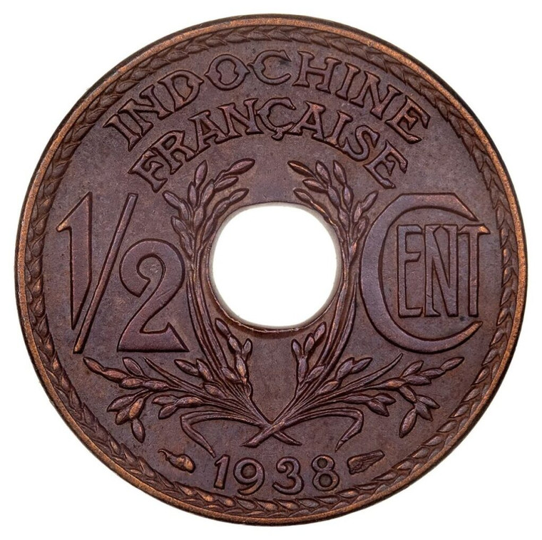 1938 - French Indochina Coin Half CENT Bronze INDOCHINE FRANCAISE