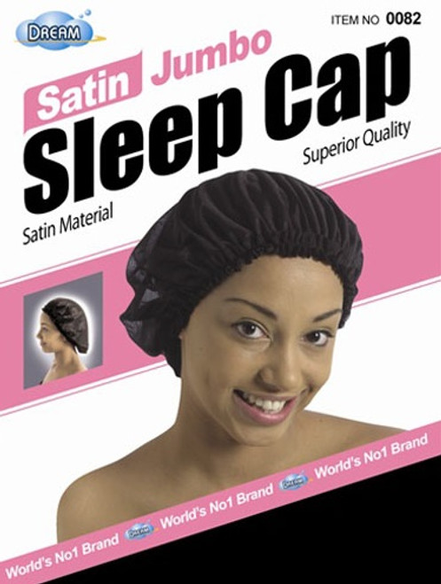 DREAM JUMBO SATIN SLEEP CAP - BLACK