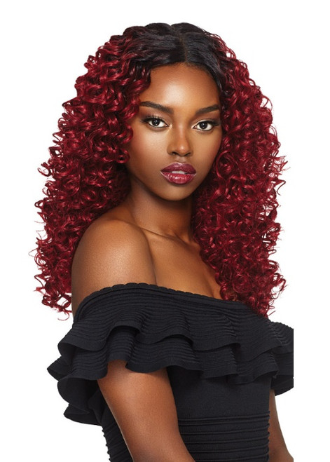 OUTRE Synthetic Hair Weave Batik Rouge Deep Twist 14"16"18"20"+4" Deep clousre 5pcs