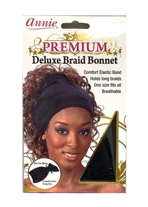 Annie Premium Deluxe Braid Bonnet Black 