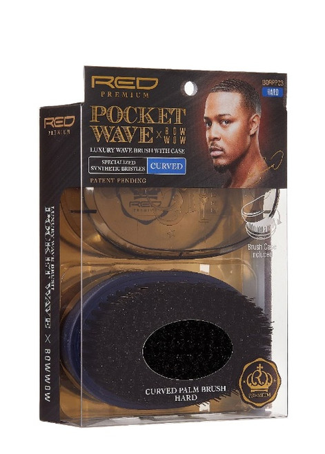 RED Premium Pocket Wave Brush X Bow Wow - Curved Palm Brush HARD #BORPP03