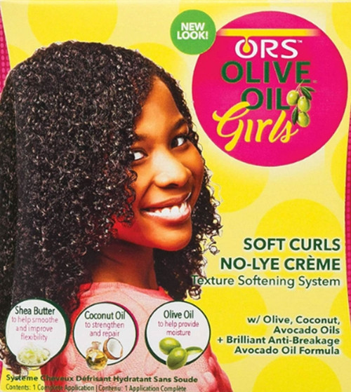 ORS  Olive Oil Girls, Soft Curls No Lye Creme Texture Softening System Kit