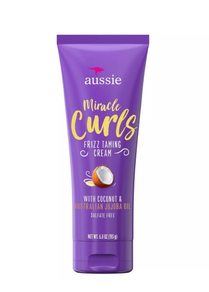 Aussie Miracle Curls Frizz Taming Curl Cream with Coconut & Jojoba 6.8oz