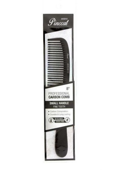 Absolute New York Pinccat 8" Small Handle Fine Tooth Carbon Comb #AHCB10