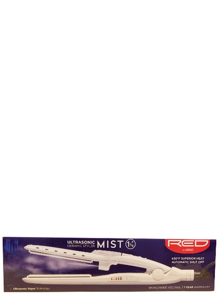 Red by Kiss Ultrasonic Ceramic Styler Mist 1 1/4" Flat Iron #FIM125