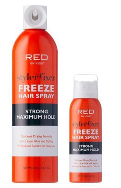 Red by Kiss Styler Fixer Freeze Hair Spray Strong Maximum Hold 2-In-1 Lace Glue and Styling