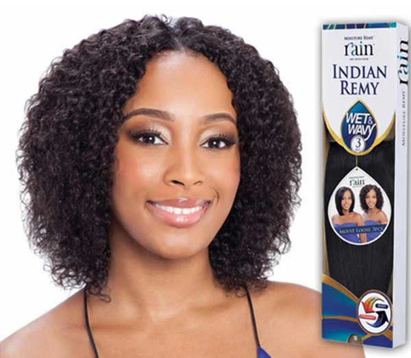 RAIN MOISTURE 100% INDIAN REMY HUMAN HAIR  WET & WAVY MOIST JERRY 3PCS