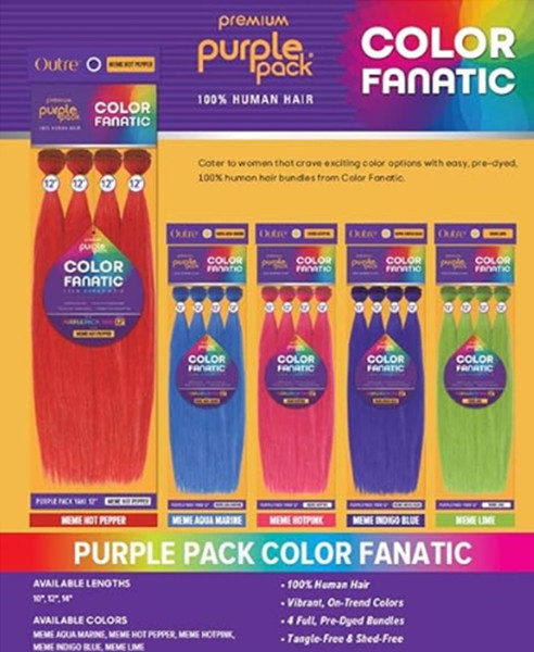 Outre Premium Purple Pack 100% Human Hair COLOR FANATIC 