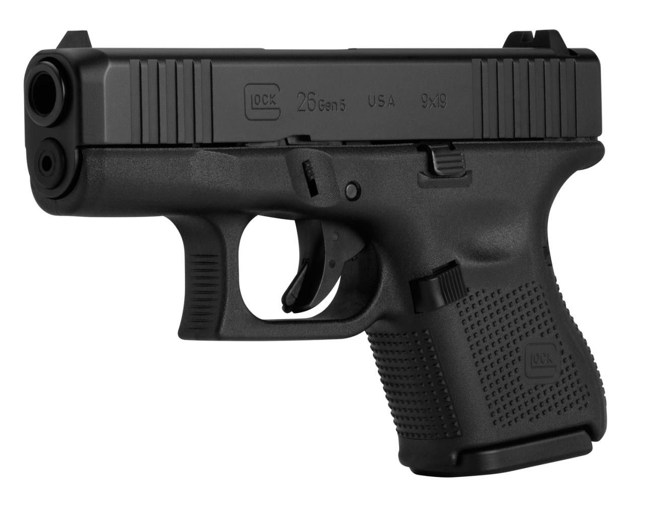 Glock 26ガスガン ブラック Glock G26 Gen 5 9mm - Front Serrations - Made in USA - Black - 10