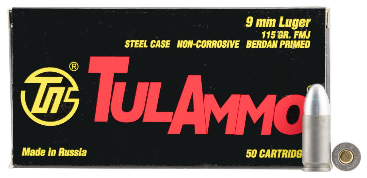 TulAmmo 9mm - 115 Grain FMJ - 1230 FPS - 50 Rounds - Dance's