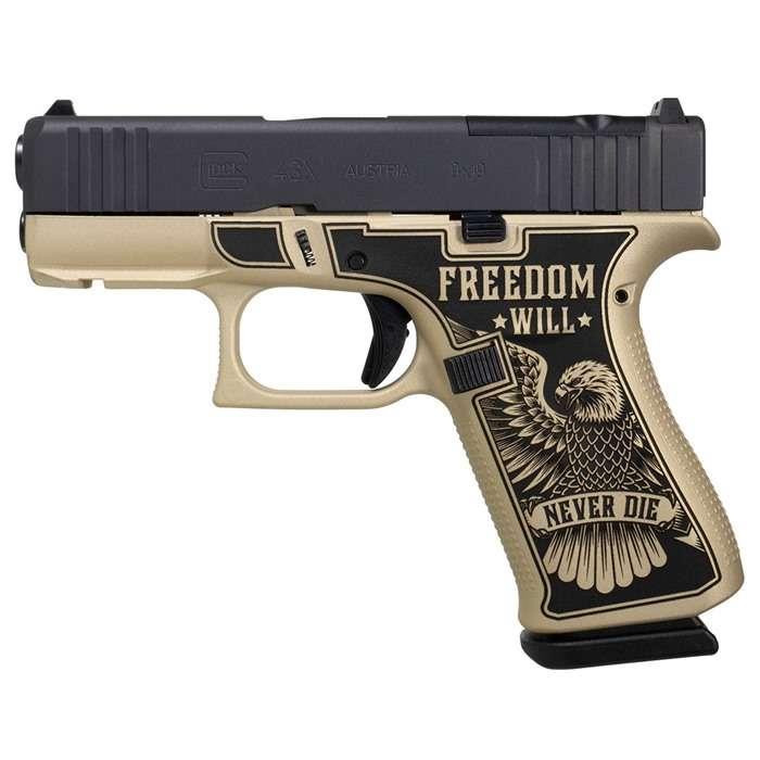 Glock 43X MOS 9mm - Freedom Will Never Die / Black - 10 Round Glock 43X MOS 9mm - Freedom Will Never Die / Black - 10 Round