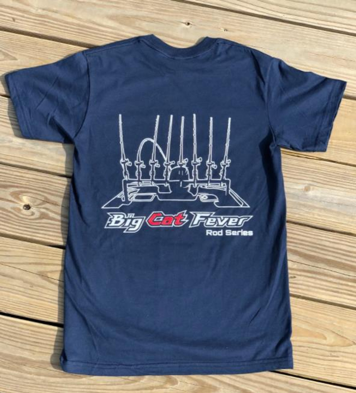 Catch the Fever Rod Rack Tee - Navy - Dance's Sporting Goods