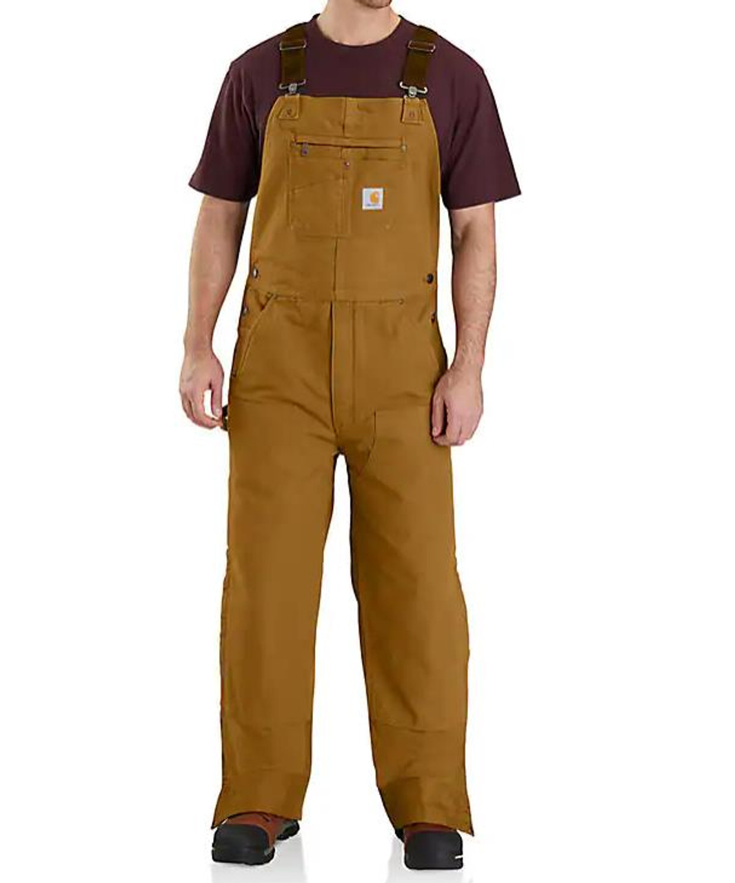 Carhartt Loose Fit Washed Duck Insulated Bib Overall - Carhartt Brown