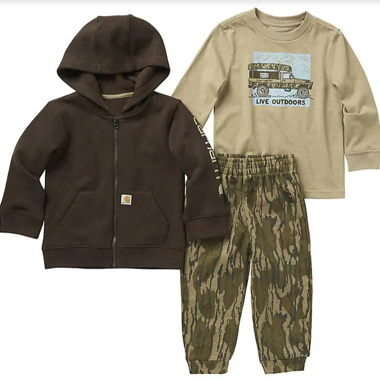 Carhartt Kid's Graphic T-Shirt, Fleece Jacket and Canvas Pant