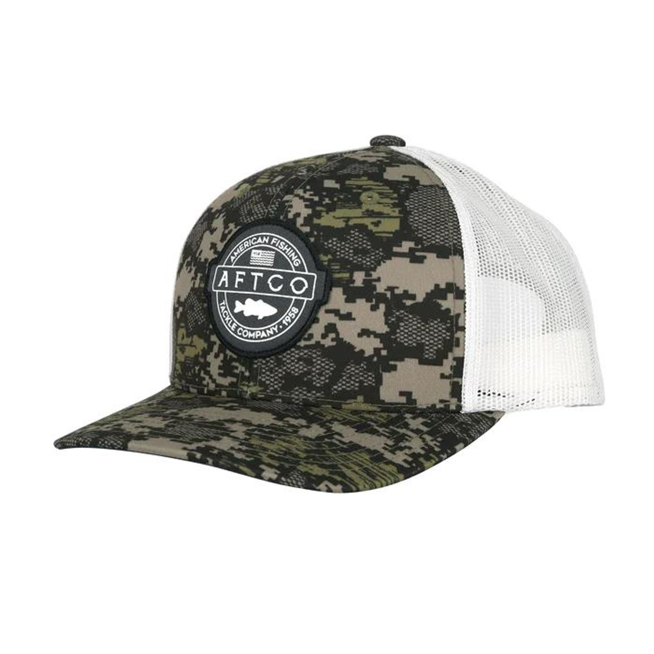 Aftco Bass Patch Trucker Hat - Green Camo - Dance's Sporting Goods