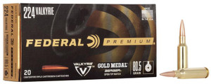 Federal Gold Medal 224 Valkyrie - 80.5 Grain Berger BT Target - 2925 FPS - 20 Rounds - 604544651768