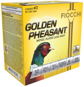 Fiocchi Golden Pheasant 12 Gauge - 2.75" - #6 - 1-3/8oz Payload - 1250 FPS - 25 Rounds - 762344701868