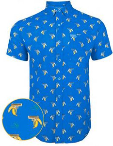 Retro Rifle Organic Button Up - Blue - 400100002473