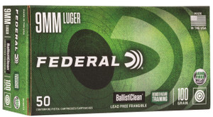 Federal BallistiClean 9mm - 100 Grain Lead Free Frangible - Lead Free - 1230 FPS - 50 Rounds  - 029465093891