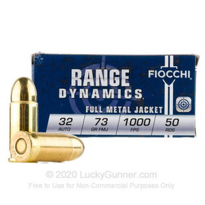 Fiocchi Training Dynamics 32 ACP - 73 Grain FMJ - 1000 FPS - 50 Rounds - 762344001494