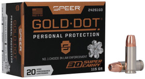Speer Gold Dot Personal Protection 30 Super Carry - 115 Grain HP - 1150 FPS - 20 Rounds - 604544670998